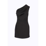 One-shoulder mini dress with darted detailing NERO