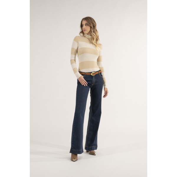 T-SHIRT MANICA LUNGA DOLCEVITA RIGHE