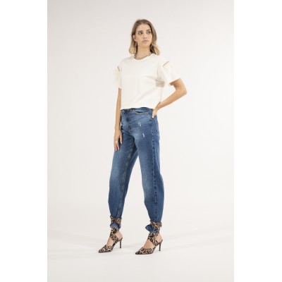 T-SHIRT CROPPED PIUME E STRASS