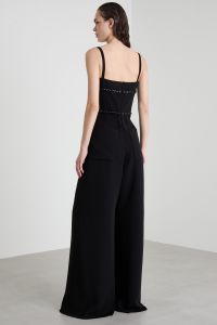 Jumpsuit with embroidered stones - Black