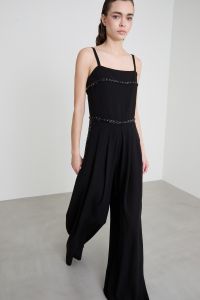 Jumpsuit with embroidered stones - Black