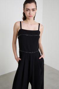 Jumpsuit with embroidered stones - Black