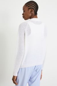 Alpaca ribbed cardigan - Cream