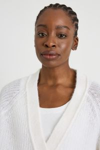 Alpaca ribbed cardigan - Cream