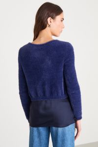 Bejewelled-brooch cardigan - Blue
