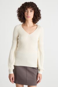Balloon-sleeve jumper - White