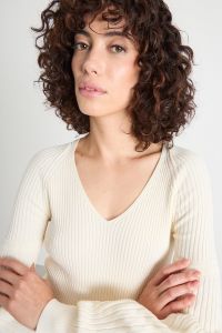 Balloon-sleeve jumper - White