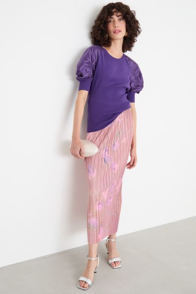 Balloon-sleeve knit top - Purple