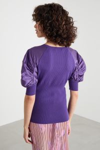 Balloon-sleeve knit top - Purple Balloon-sleeve knit top - Purple