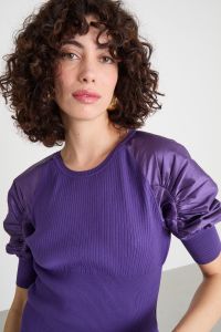 Balloon-sleeve knit top - Purple Balloon-sleeve knit top - Purple
