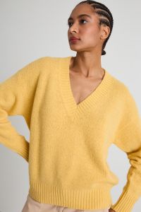 Alpaca and cotton V-neck sweater - Yellow Alpaca and cotton V-neck sweater - Yellow