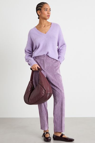 Alpaca and cotton V-neck sweater - Lilac