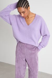 Alpaca and cotton V-neck sweater - Lilac Alpaca and cotton V-neck sweater - Lilac