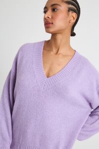 Alpaca and cotton V-neck sweater - Lilac Alpaca and cotton V-neck sweater - Lilac