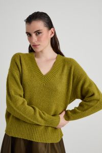 Alpaca and cotton V-neck sweater - Pistachio Green Alpaca and cotton V-neck sweater - Pistachio Green
