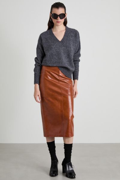 Alpaca and cotton V-neck sweater - Dark Grey
