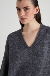 Alpaca and cotton V-neck sweater - Dark Grey Alpaca and cotton V-neck sweater - Dark Grey