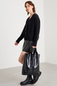 Блестящий шоппер - чёрный