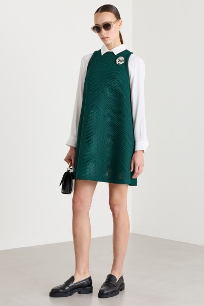 A-line technical mesh dress - Green