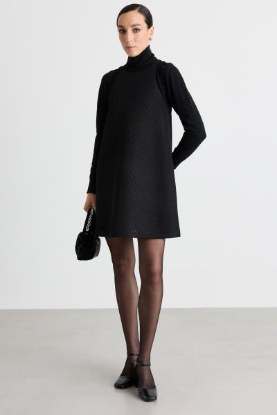 A-line technical mesh dress - Black