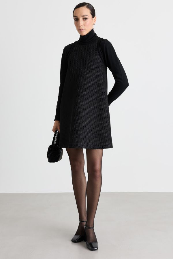 A-line technical mesh dress - Black A-line technical mesh dress - Black