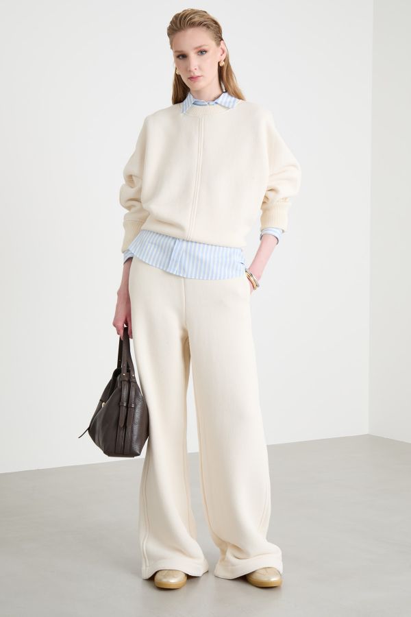 Boxy crew-neck sweatshirt - Ivory