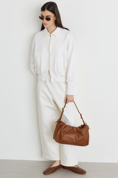 Cropped Sweatshirt with Zipped Pockets - White