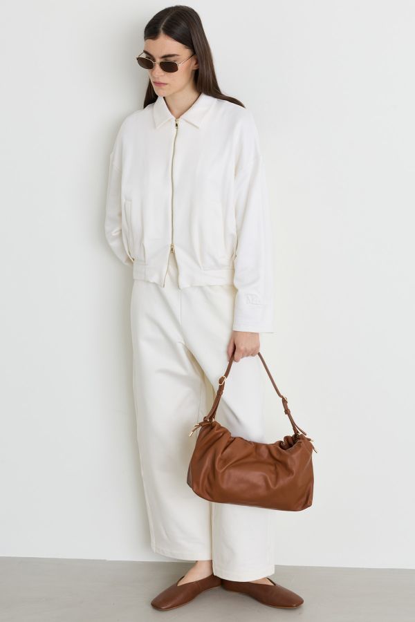 Cropped Sweatshirt with Zipped Pockets - White Cropped Sweatshirt with Zipped Pockets - White