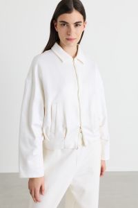 Cropped Sweatshirt with Zipped Pockets - White Cropped Sweatshirt with Zipped Pockets - White