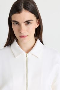 Cropped Sweatshirt with Zipped Pockets - White Cropped Sweatshirt with Zipped Pockets - White