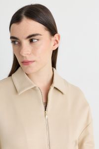 Cropped Sweatshirt with Zipped Pockets - Beige Cropped Sweatshirt with Zipped Pockets - Beige
