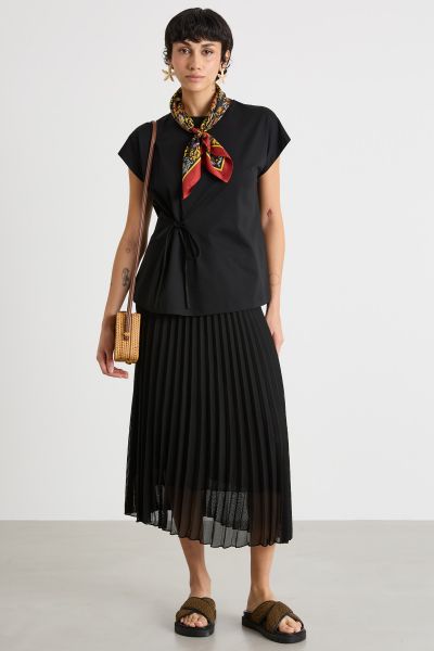 Bow-detail T-shirt - Black