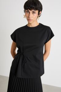 Bow-detail T-shirt - Black