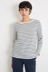 Boat neck T-shirt - Blue White Boat neck T-shirt - Blue White