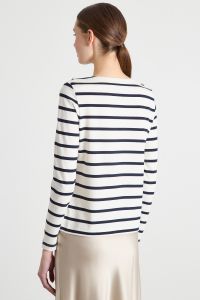 Boat-neck T-shirt - Blue White Boat-neck T-shirt - Blue White