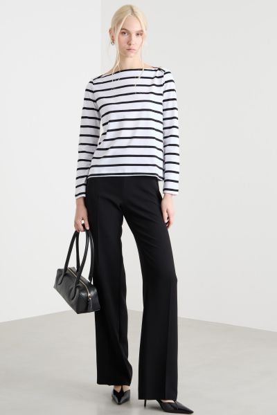 Boat-neck T-shirt - Black White