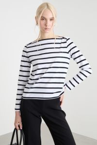 Boat-neck T-shirt - Black White Boat-neck T-shirt - Black White