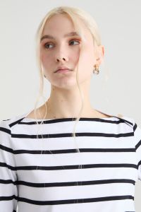 Boat-neck T-shirt - Black White Boat-neck T-shirt - Black White