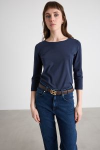 Boat-Neck T-Shirt in Jersey - Blue Boat-Neck T-Shirt in Jersey - Blue