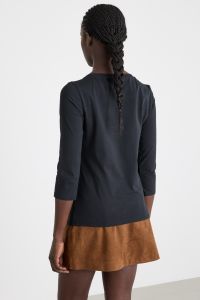 Boat-Neck T-Shirt in Jersey - Black Boat-Neck T-Shirt in Jersey - Black