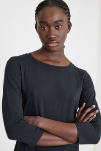 Boat-Neck T-Shirt in Jersey - Black Boat-Neck T-Shirt in Jersey - Black
