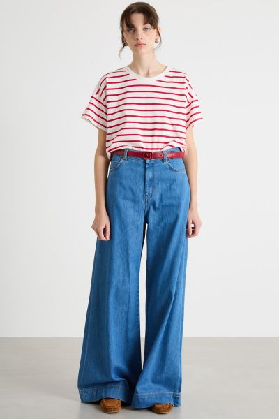 Boxy dropped-shoulder T-shirt - Red White