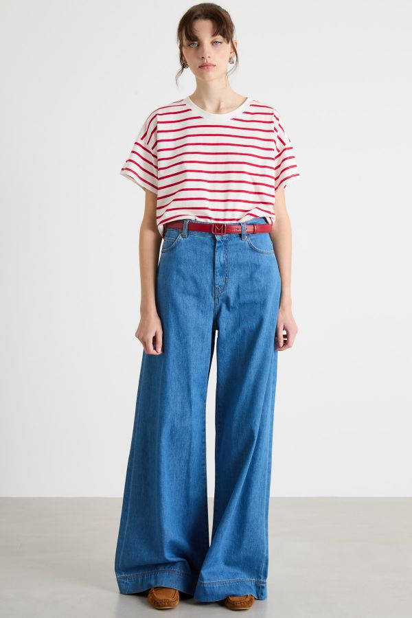 Boxy dropped-shoulder T-shirt - Red White Boxy dropped-shoulder T-shirt - Red White