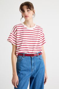 Boxy dropped-shoulder T-shirt - Red White Boxy dropped-shoulder T-shirt - Red White