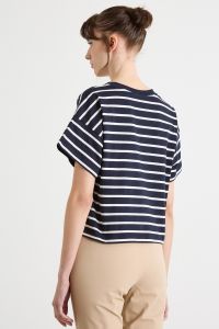 Boxy dropped-shoulder T-shirt - Blue White