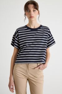Boxy dropped-shoulder T-shirt - Blue White