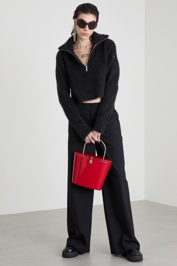 Alpaca blend boxy sweater - Black Alpaca blend boxy sweater - Black