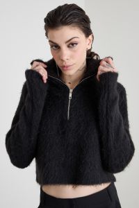 Alpaca blend boxy sweater - Black Alpaca blend boxy sweater - Black