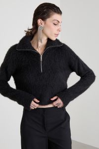 Alpaca blend boxy sweater - Black Alpaca blend boxy sweater - Black