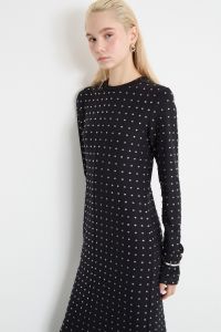 Rhinestone jersey dress - Black